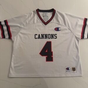 Boston Cannons PLL Number 4 Thompson Jersey White Red Blue V Neck Mens Size M
